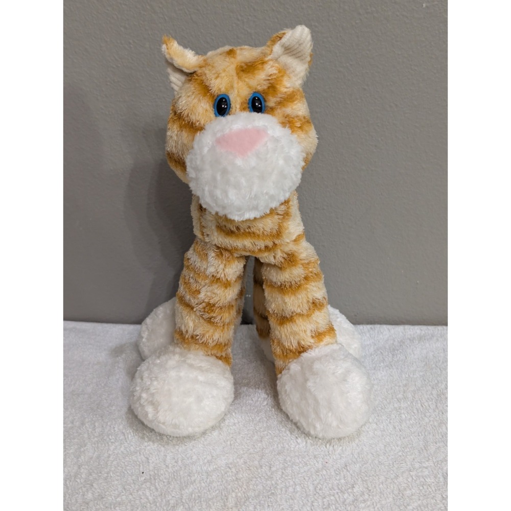 First & Main Plush Orange Striped Tabby Cat Stand Bean Bag Paws Floppy RARE